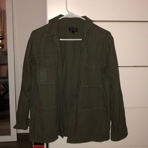 Topshop Green Distressed Military Jacket